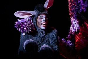 Felander Stevenson as 'Donkey' in 'Shrek: The Musical' at Cocoa Village Playhouse. Photo by Jonathan Goforth.