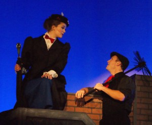 Melissa Whitworth and Joshua Kolb in  Titusville Playhouse's 'Mary Poppins: The Musical.' Photo by Doug Lebo.