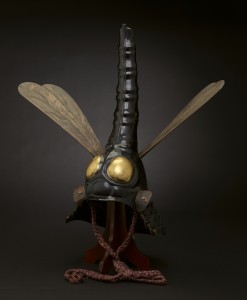Helmet in dragonfly shape, 17th century, Japan. Iron, lacquer, wood, leather, gilt, pigments, silk, paper-mache. The James Ford Bell Foundation Endowment for Art Acquisition and gift of funds from Siri and Bob Marshall, 2012.31.1 a-c.