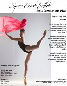 Emily Slawski will teach at the Space Coast Ballet summer intensive 2016.
