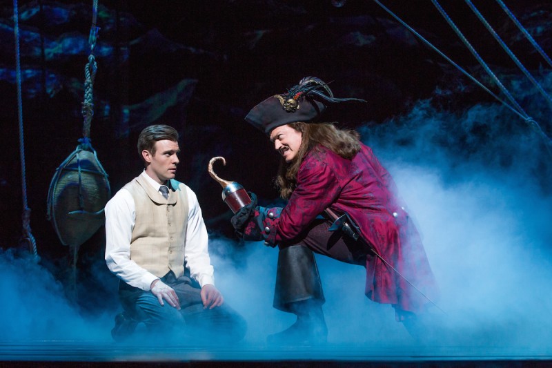 Billy Harrigan Tighe as JM Barrie and Tom Hewitt as Captain Hook in "Finding Neverland" Photo Credit Jeremy Daniel